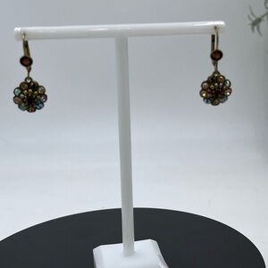 Michal Negrin Earrings Flower With Brown AB Swarovski Crystals Romantic Gift